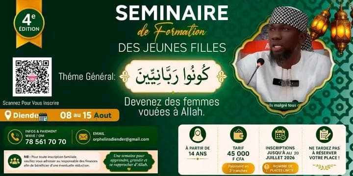 Flyer du séminaire — Devenez des femmes vouées à Allah